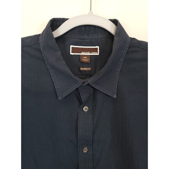 Michael Kors Button Down Shirt Stripe Ombre Men XXL Blue Long Sleeve Casual - Picture 9 of 11